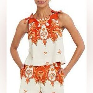 NWT Mestiza New York Coordinating Payton Printed Boat Neck Bow Shoulder Top
